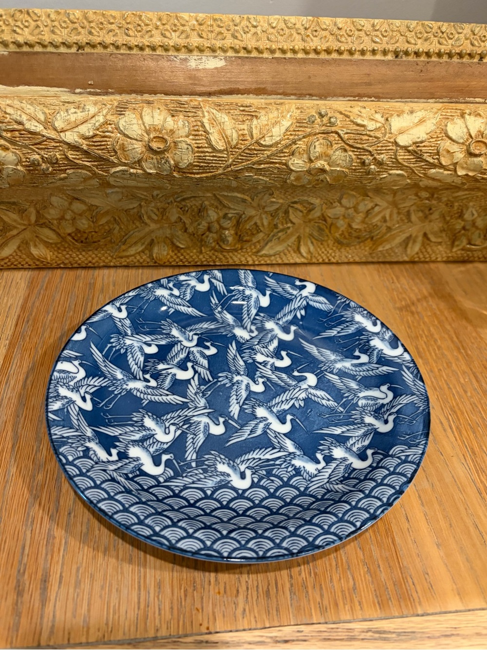 vintage Takahashi San Francisco porcelain plate Thousand Cranes + Waves pattern